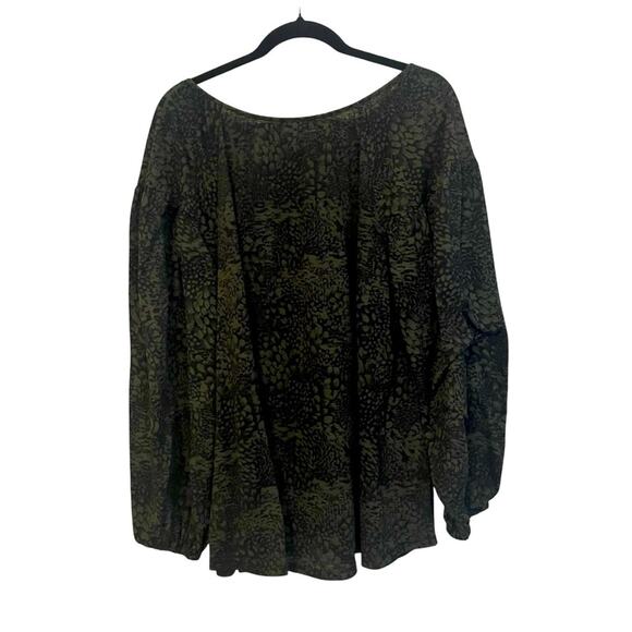 Ava & Viv Green Black Ling Sleeve Top‎ Size 1X - Picture 4 of 7